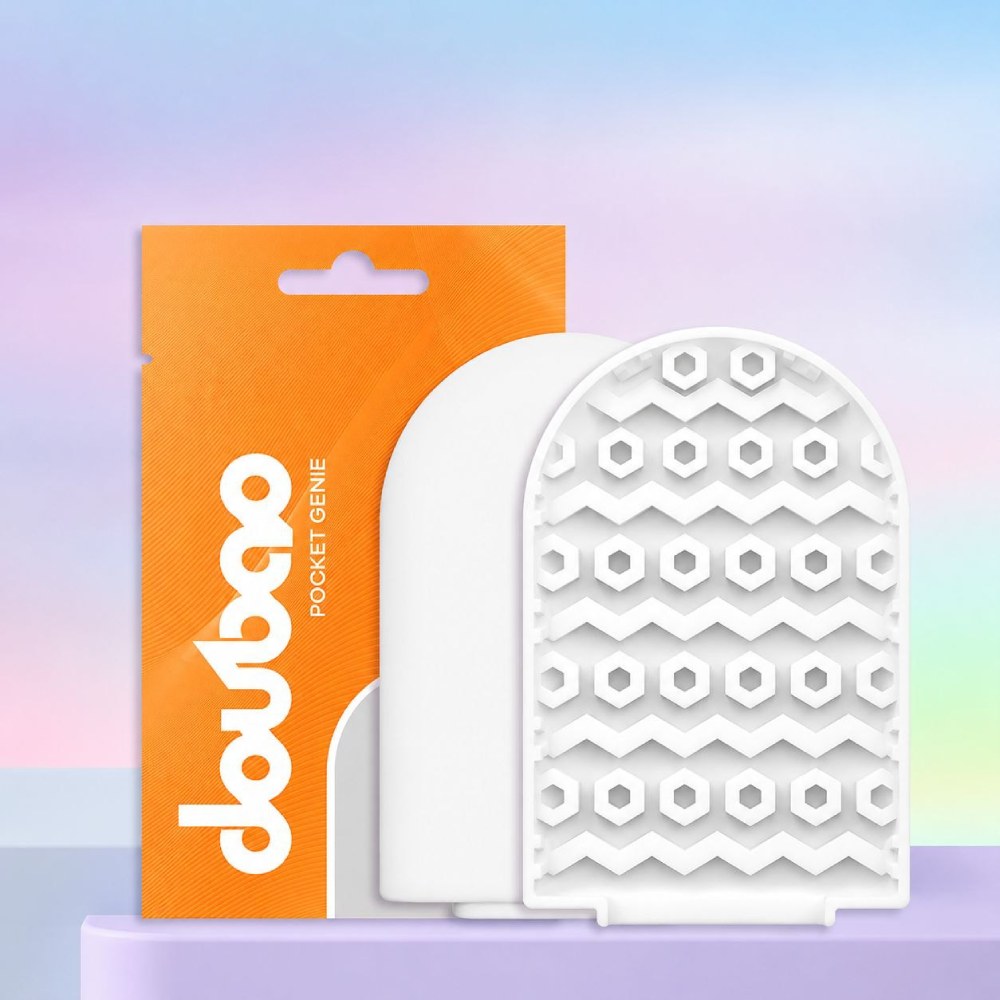 Мини-мастурбатор нереалистичный Daubao Pocket Genius с рельефом сот, белый, 52,5 × 81,5 × 11 мм