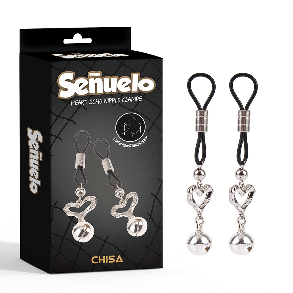Затискачі на соски CHISA Senuelo Heart Echo Nipple Clamps з дзвіночками