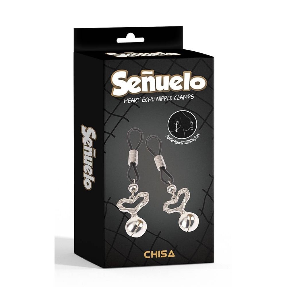 Затискачі на соски CHISA Senuelo Heart Echo Nipple Clamps з дзвіночками