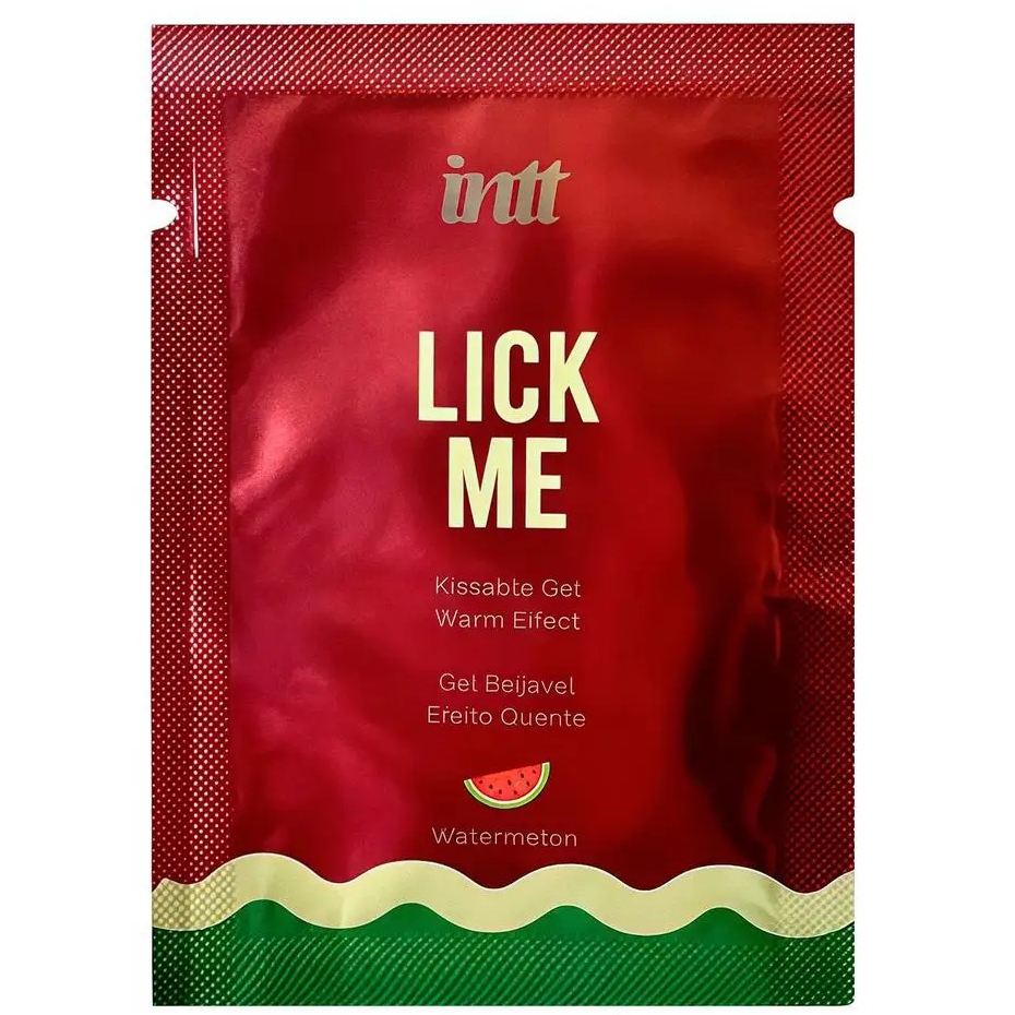 Саше Їстівний лубрикант з ефектом тепла INTT Lick Me Watermelon зі смаком кавуна, 2 мл