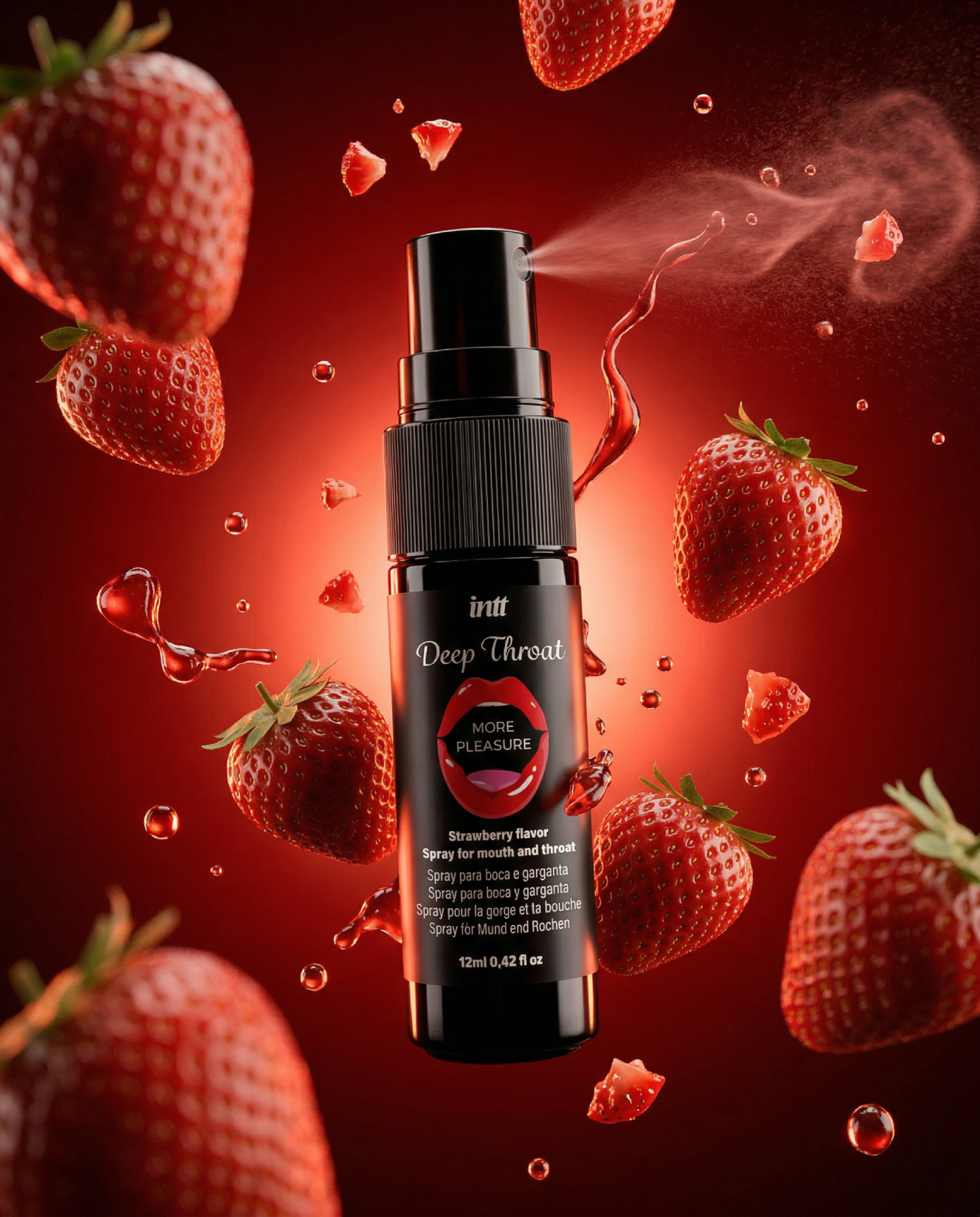 Спрей для глубокого минета Intt Deep Throat Strawberry со вкусом клубники, 12 мл
