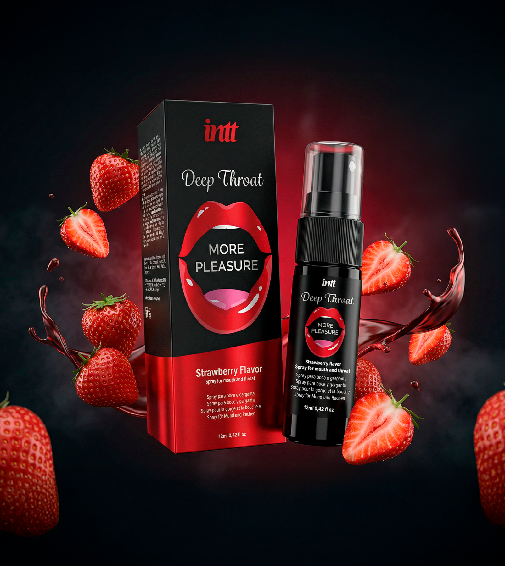 Спрей для глибокого мінета Intt Deep Throat Strawberry зі смаком полуниці, 12 мл