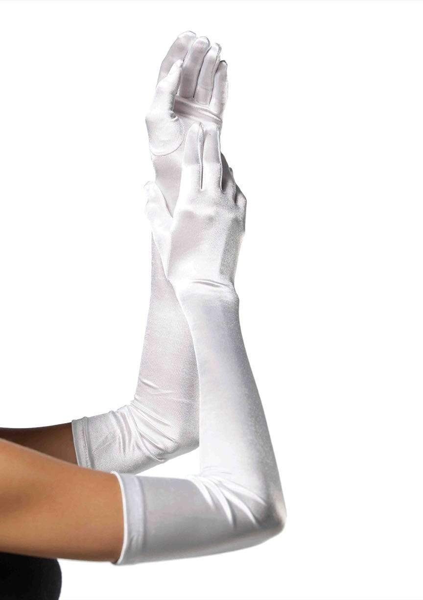 Перчатки Extra Long Opera Length Satin Gloves от Leg Avenue, белые