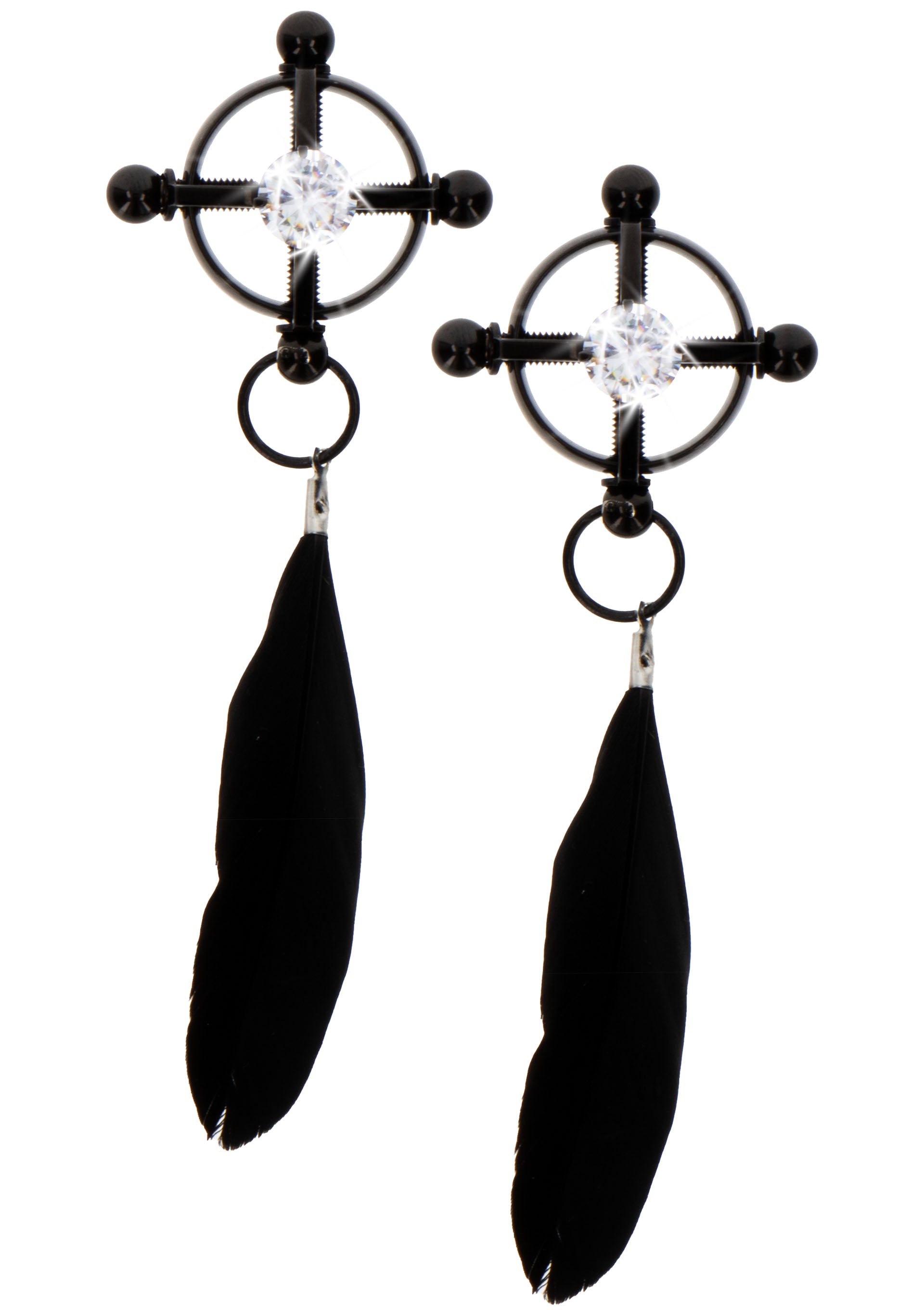 Регульовані затискачі для сосків з пір’ям Taboom Velvet Feather, чорні