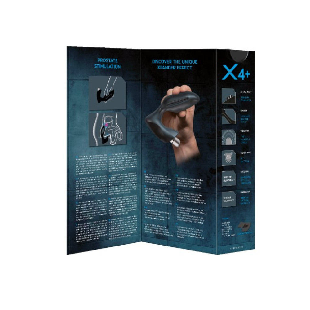 Массажер простаты размер М, XPANDER X4+ rechargeable PowerRocket, черный, 10.5 см