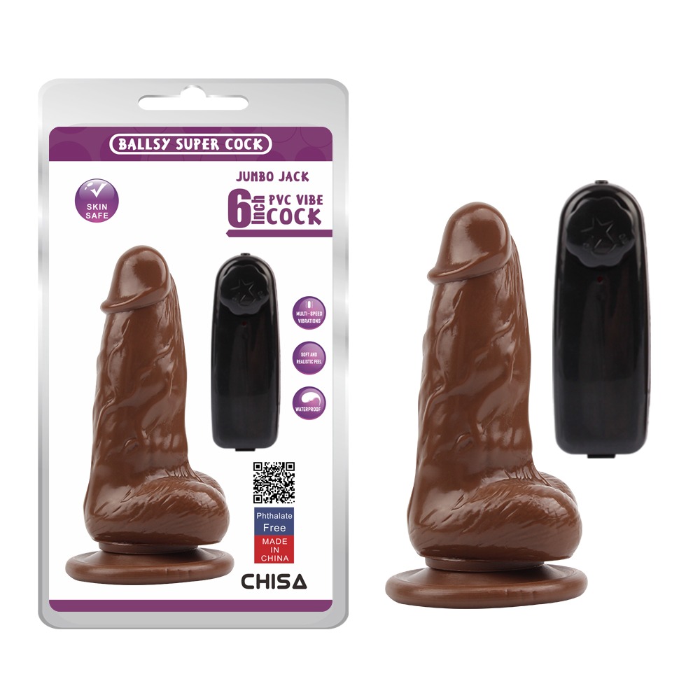 Вібратор реалістичний на присосці Chisa Ballsy Super Cock JUMBO JACK з пультом, коричневий