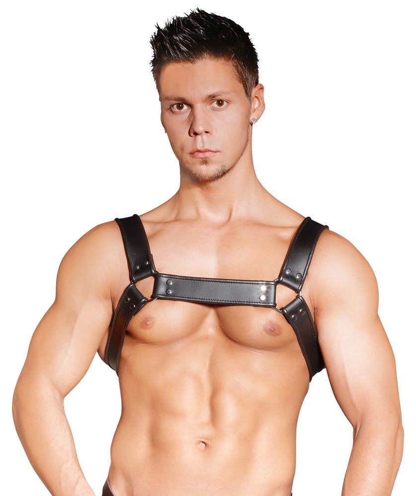 Портупея кожаная для мужчин ZADO FETISH с декоративными заклепками, черная