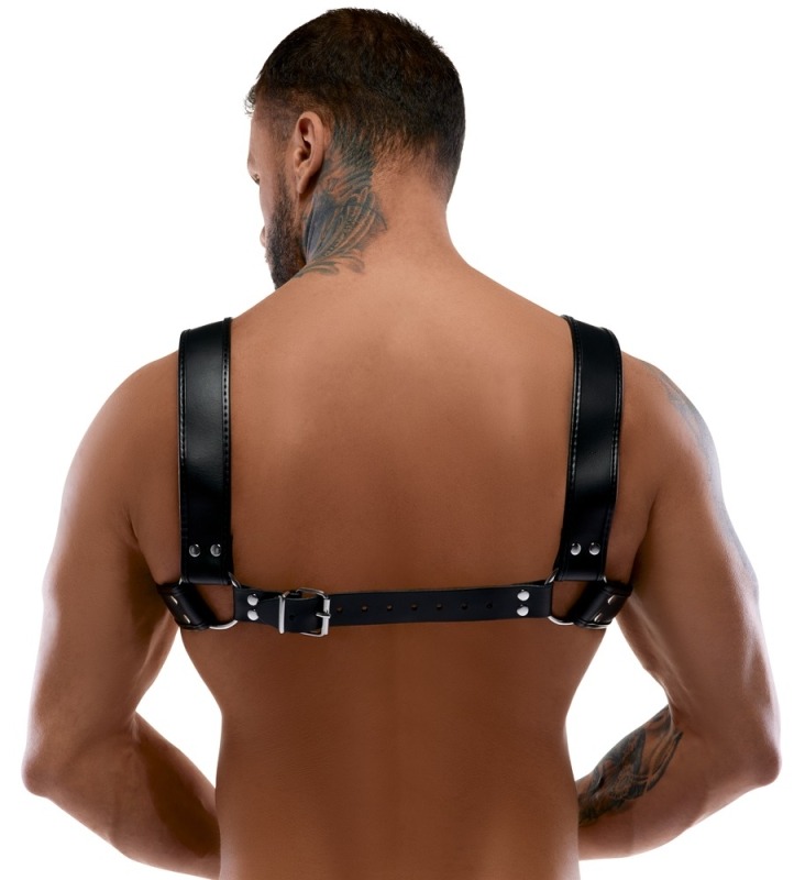 Портупея кожаная для мужчин ZADO FETISH с декоративными заклепками, черная