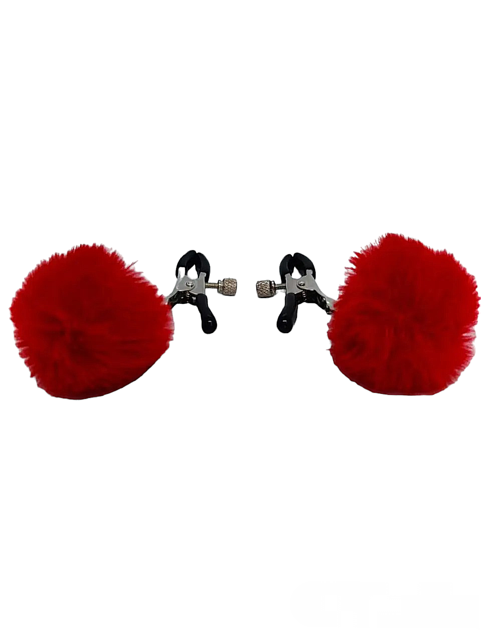 Затискачі на соски DS Fetish Nipple clamps metal poliester red