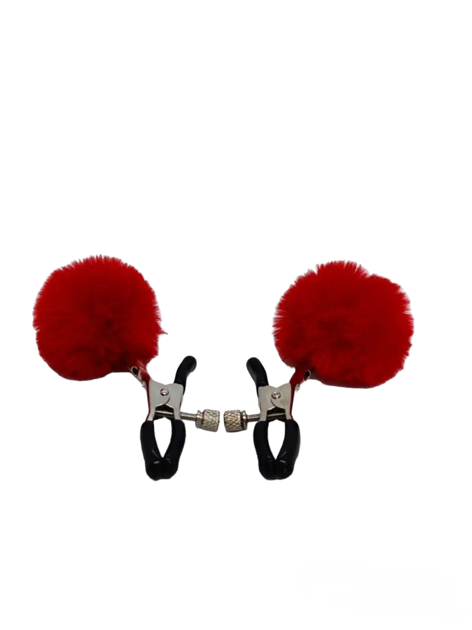 Затискачі на соски DS Fetish Nipple clamps metal poliester red
