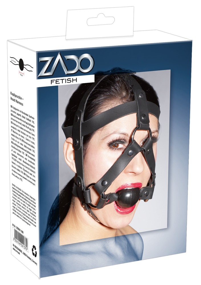 Маска-кляп унісекс Zado Fetish, шкіра, чорний