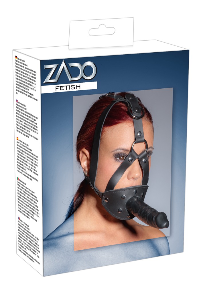 Маска з кляпом та фалоімітатором ZADO FETISH, чорна