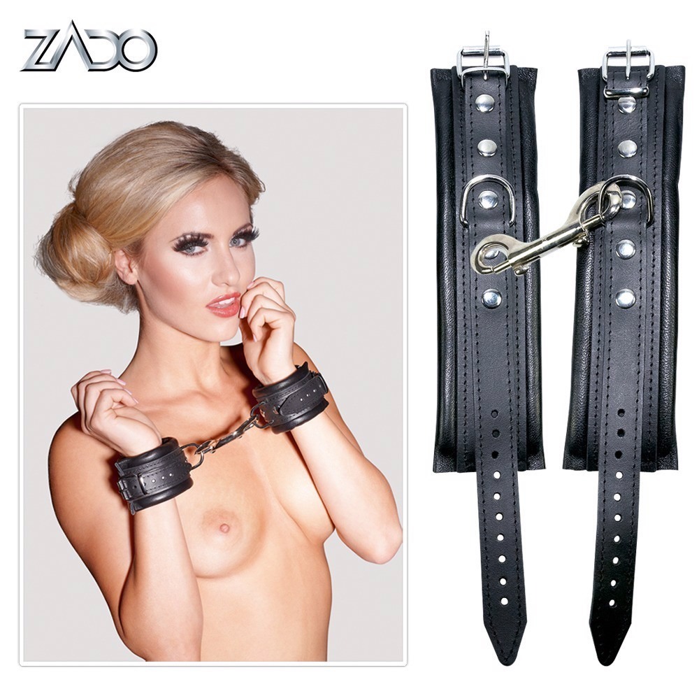 Наручники шкіряні Zado FETISH з металевими застібками, чорні