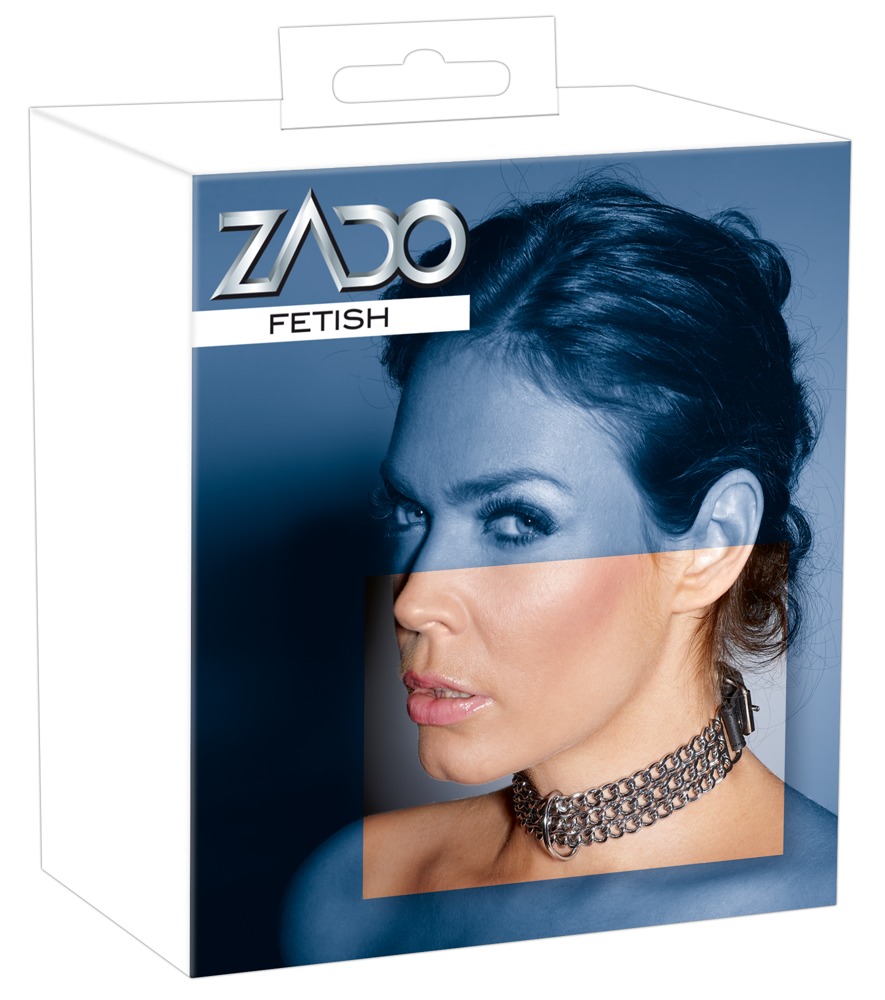 Чорний шкіряний нашийник Zado FETISH з металевими ланцюжками