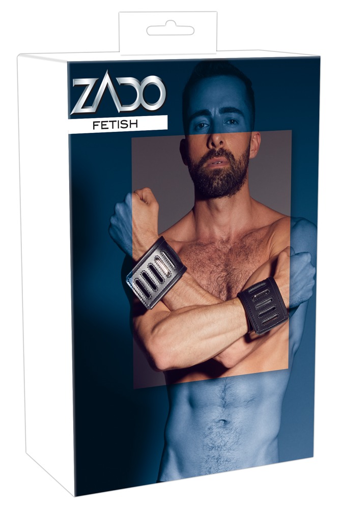 Мужские наручники кожаные ZADO Fetish Leather Wrist Restraints черные, S-L