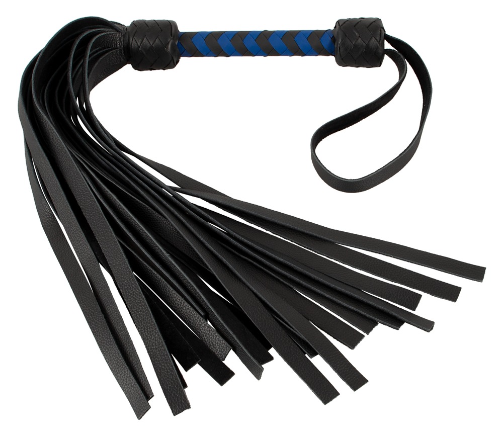 Флогер шкіряний ZADO TOOLS Leather Flogger із плетеною ручкою, чорно-синій