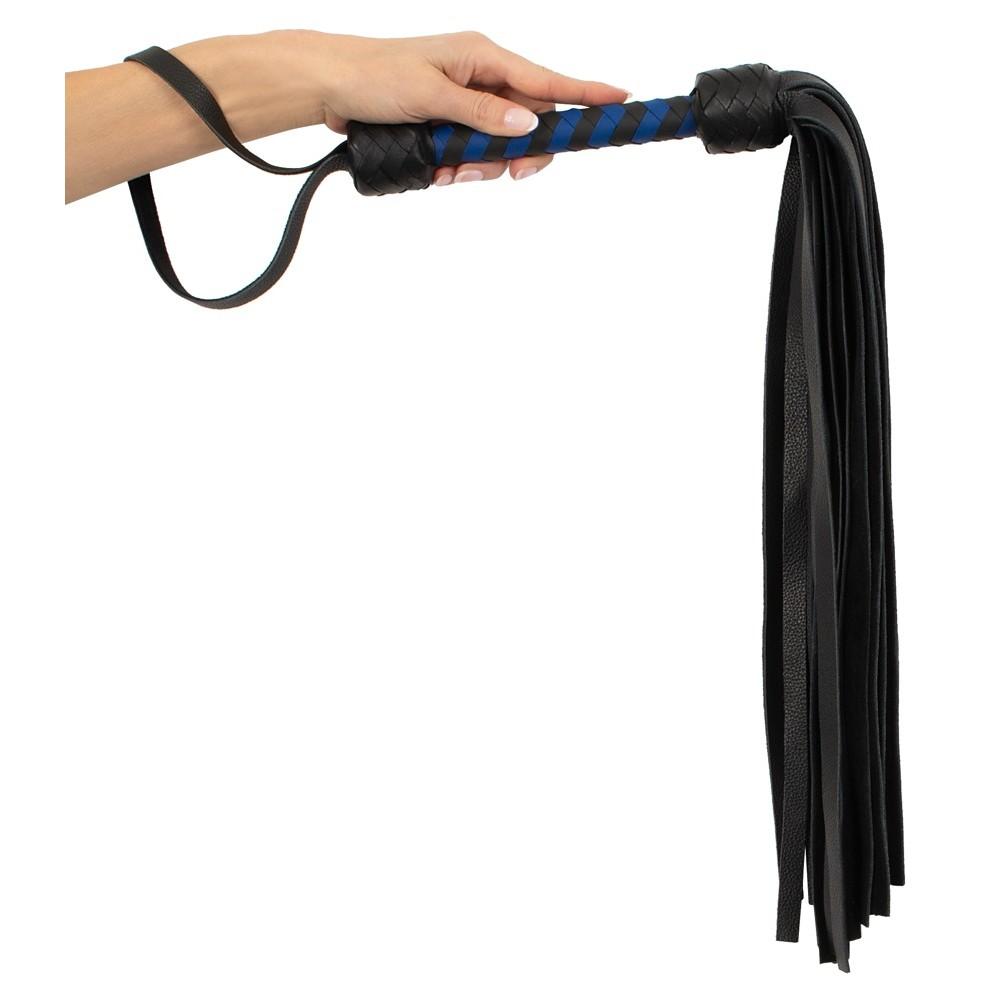 Флогер шкіряний ZADO TOOLS Leather Flogger із плетеною ручкою, чорно-синій