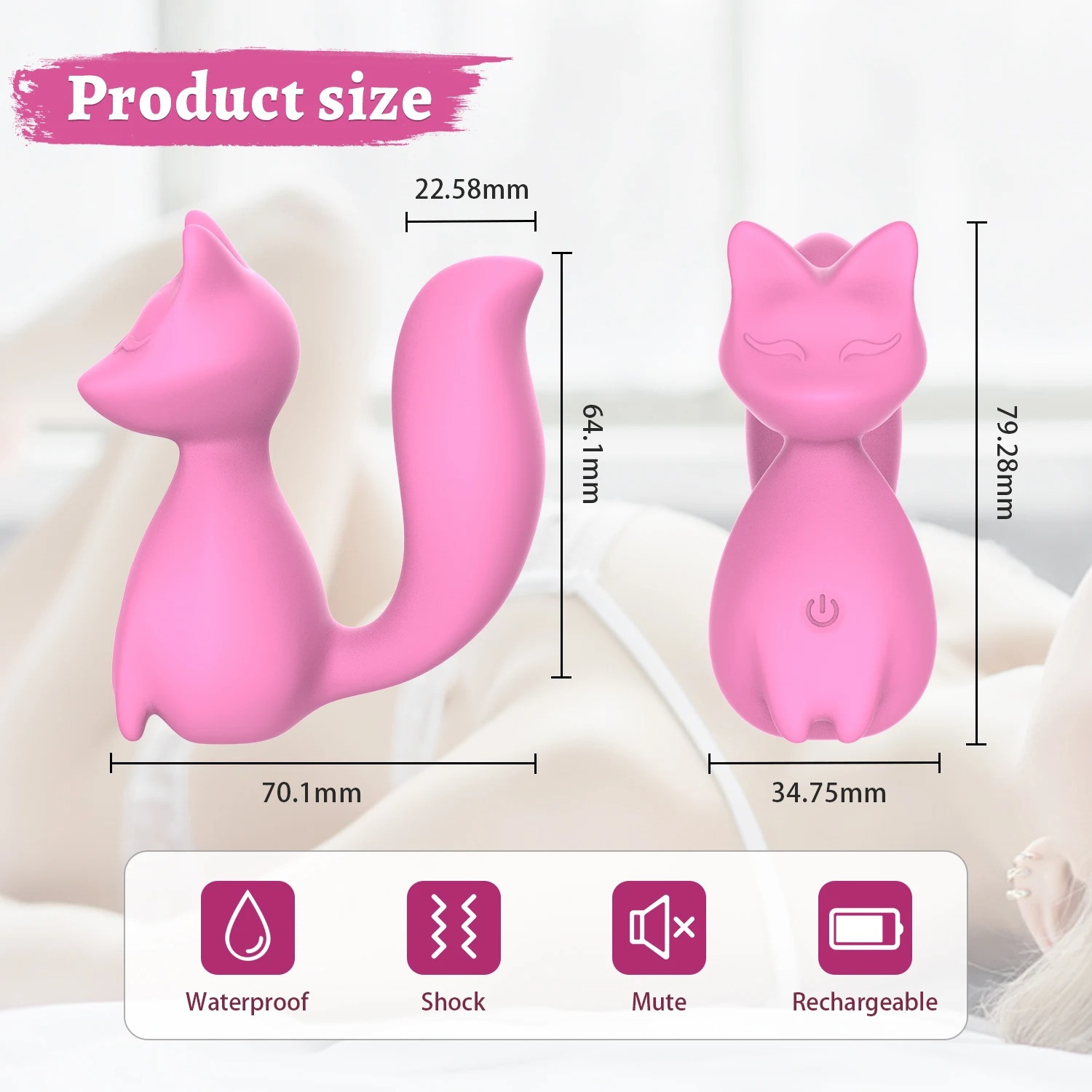Мини-вибратор клиторальный Every Night Toys Doris в форме лисы бирюзовый, 10 режимов вибрации