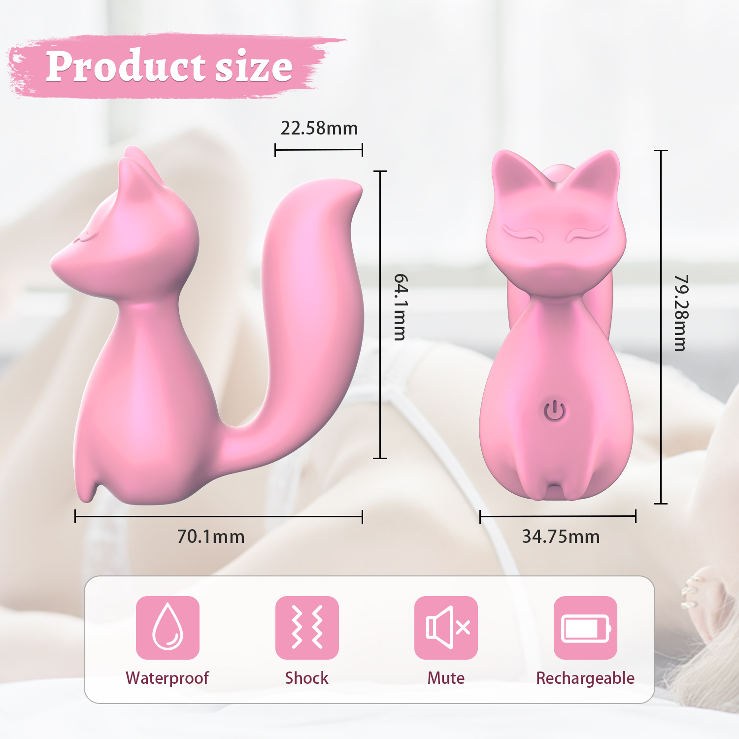 Мини-вибратор клиторальный Every Night Toys Doris в форме лисы светло-розовый, 10 режимов вибрации