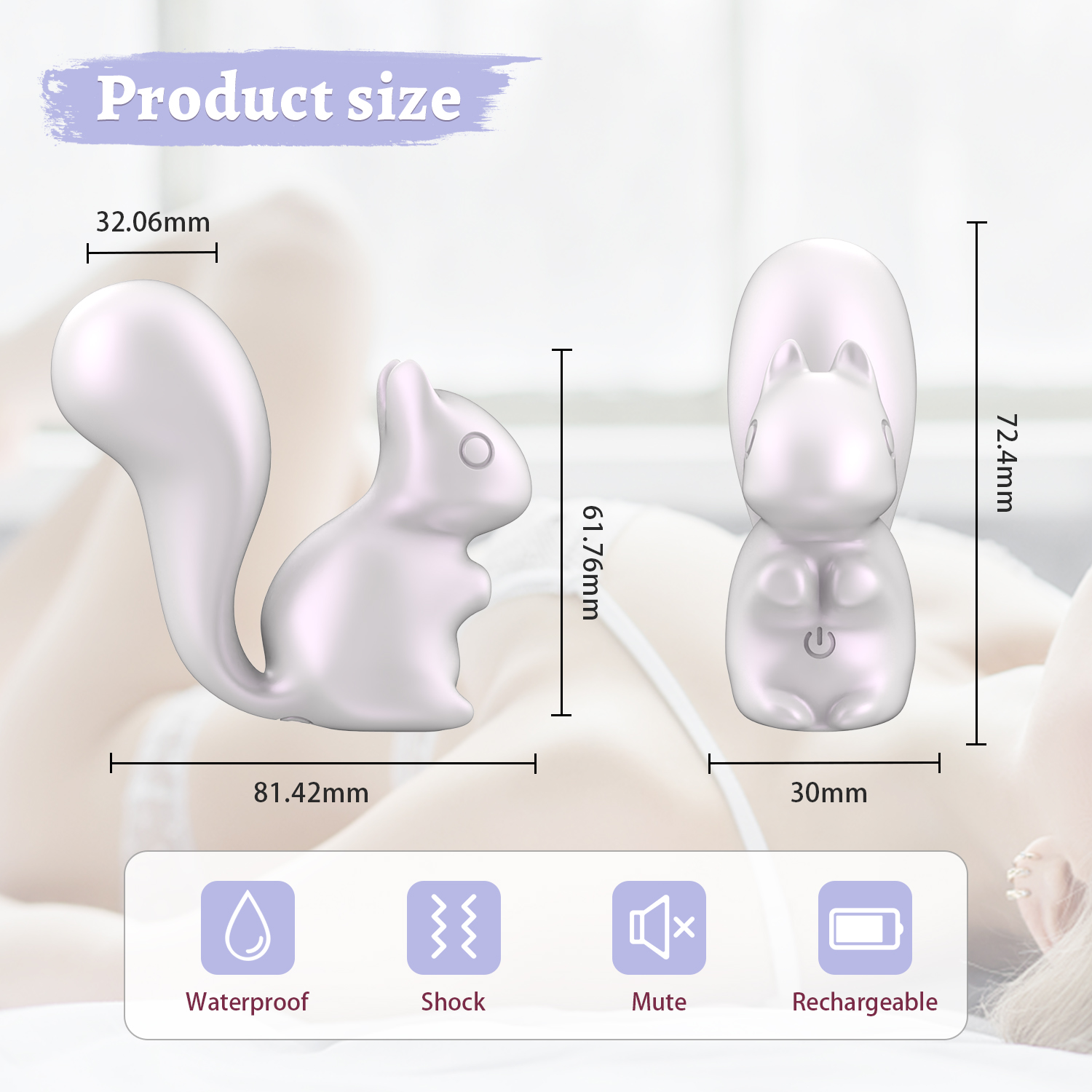 Міні-вібратор кліторальний Every Night Toys Debbie у формі білочки білий, 10 режимів вібрації