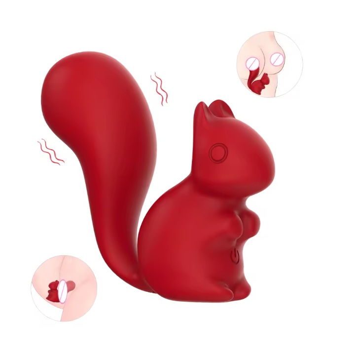 Мини-вибратор клиторальный Every Night Toys Debbie в форме белочки красный, 10 режимов вибрации