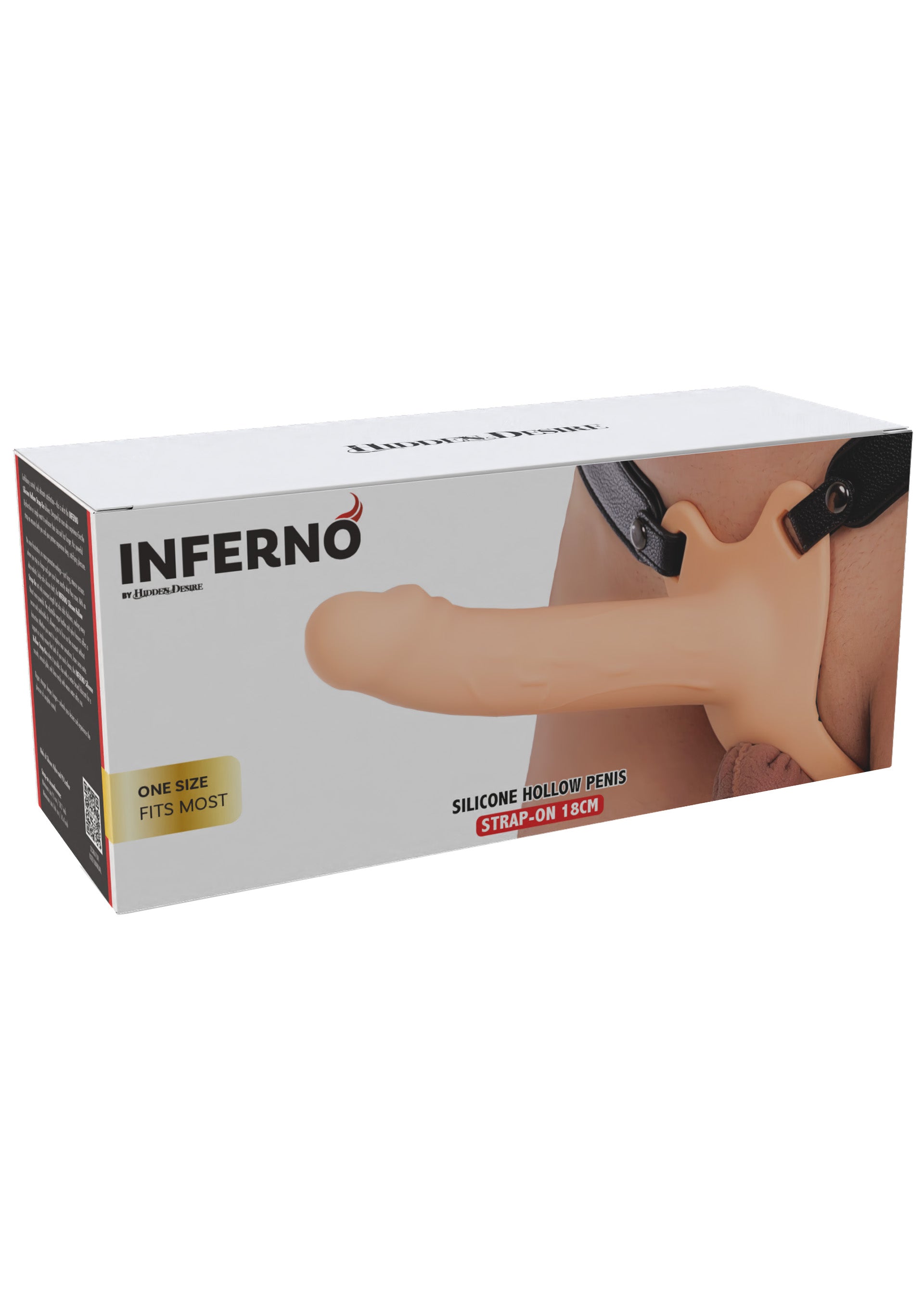 Полый фаллопротез с регулируемыми ремнями Hidden Desire Inferno, бежевый, 18 × 4 см