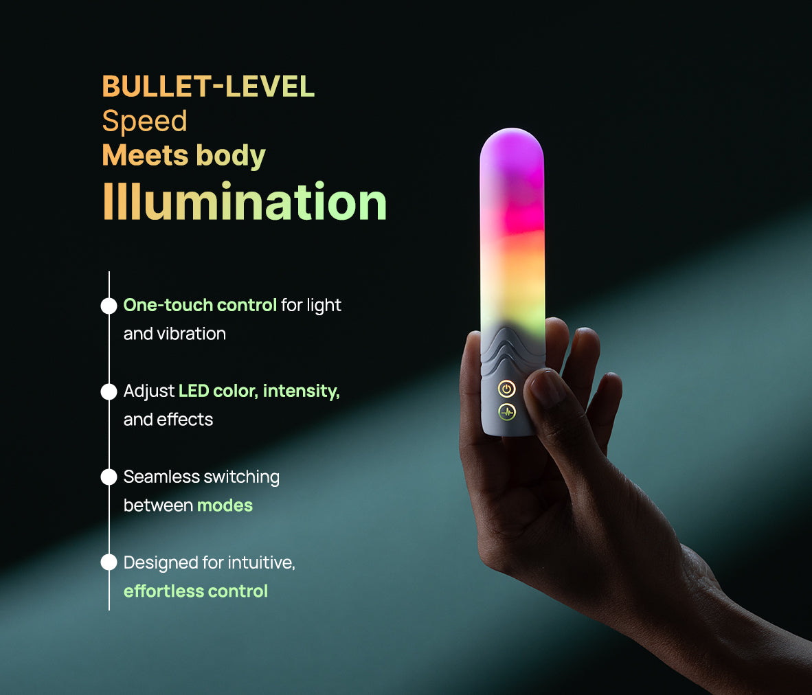 Віброкуля з RGB-підсвічуванням та керуванням через додаток, біла, 12 × 2 Illumination The Bullet