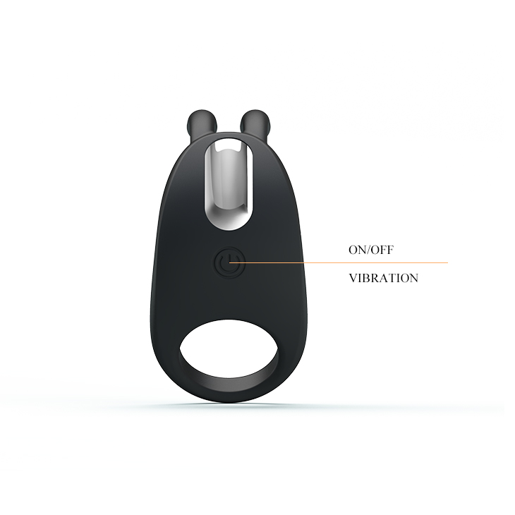 Ерекційне віброкільце Pretty Love Rabbit Vibrator з кліторальною стимуляцією, чорне