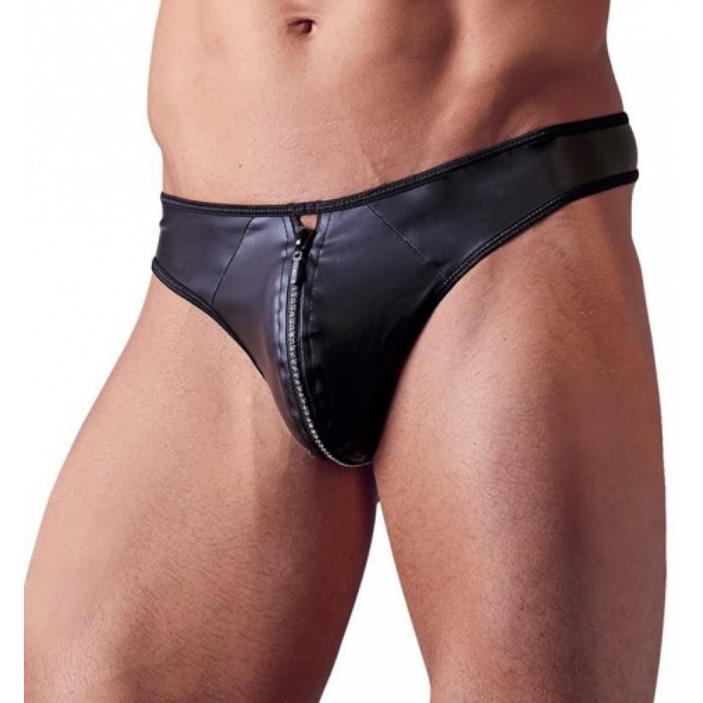Чоловічі стрінги зі стразами по блискавці Sven Joy Ment Men's String, чорний, L