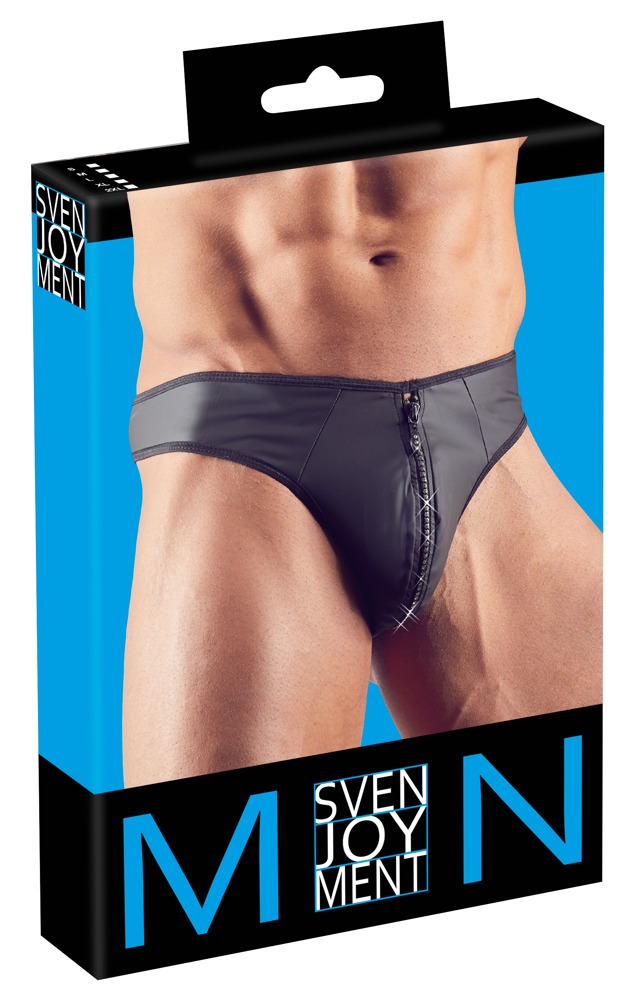 Чоловічі стрінги зі стразами по блискавці Sven Joy Ment Men's String, чорний, M