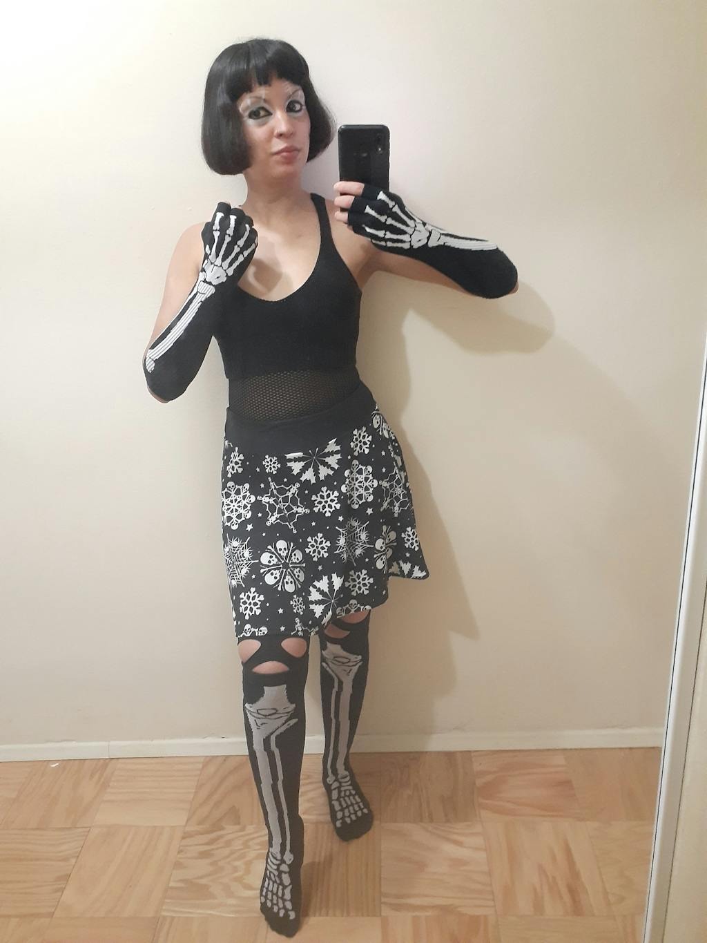 Рукавички без пальців Leg Avenue Skeleton Fingerless Gloves, чорні, O/S