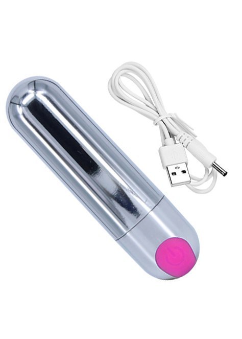 Вибропуля Strong Bullet Vibrator Silver/Pink USB 10 режимов вибрации