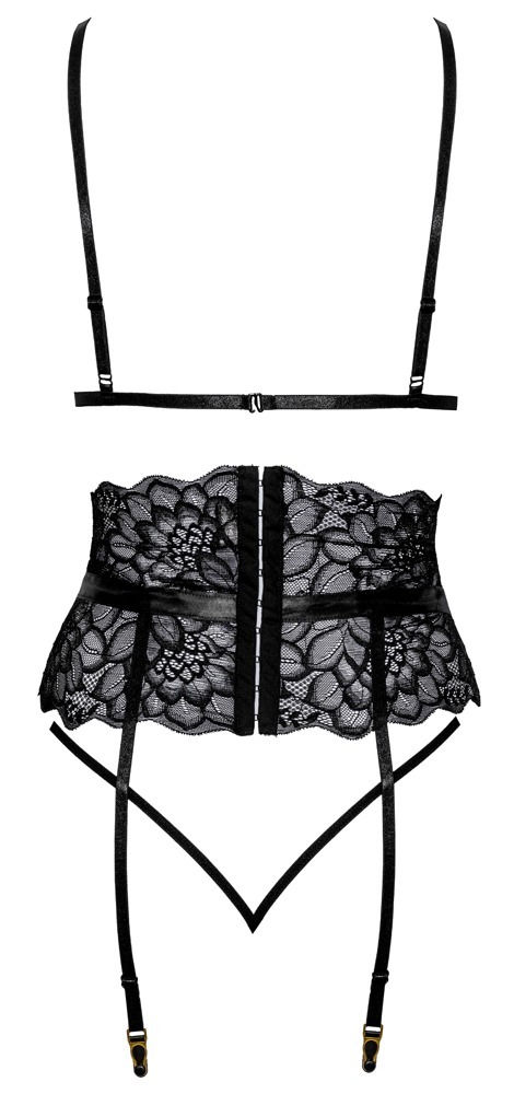 Комплект білизни Suspender Set black S/M