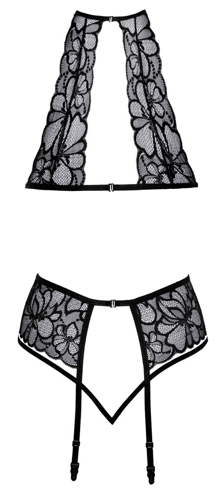Комплект білизни з ніжного мережива квіткового Kissable Bra Set Lace чорний, S/M