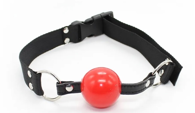 Нейлоновий кляп DS Fetish Nylon gag black/red