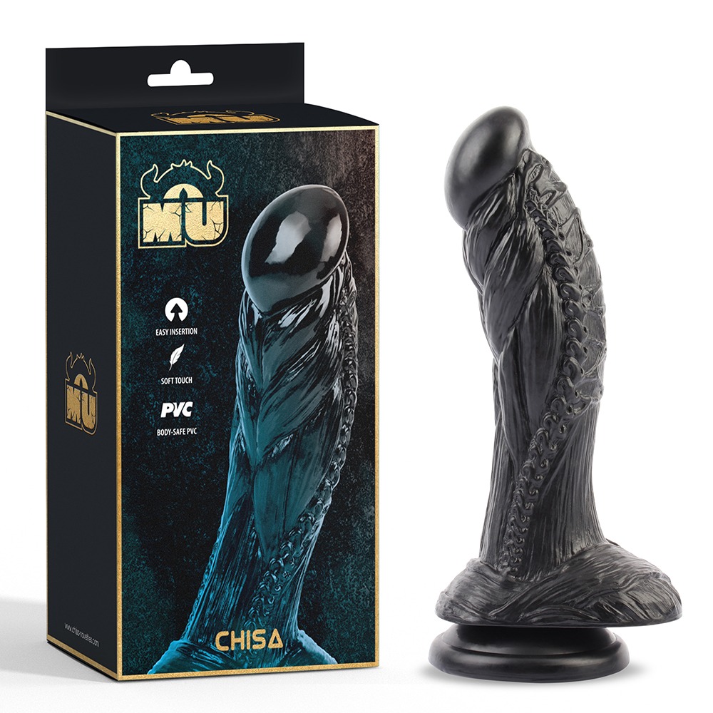 Фаллоимитатор в виде монстра CHISA MU Alien черный, 19 см
