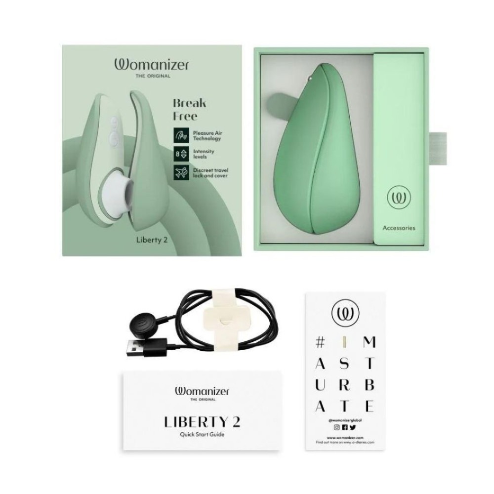 Вакуумний кліторальний стимулятор, Womanizer Liberty 2 Sage, світло-зелений