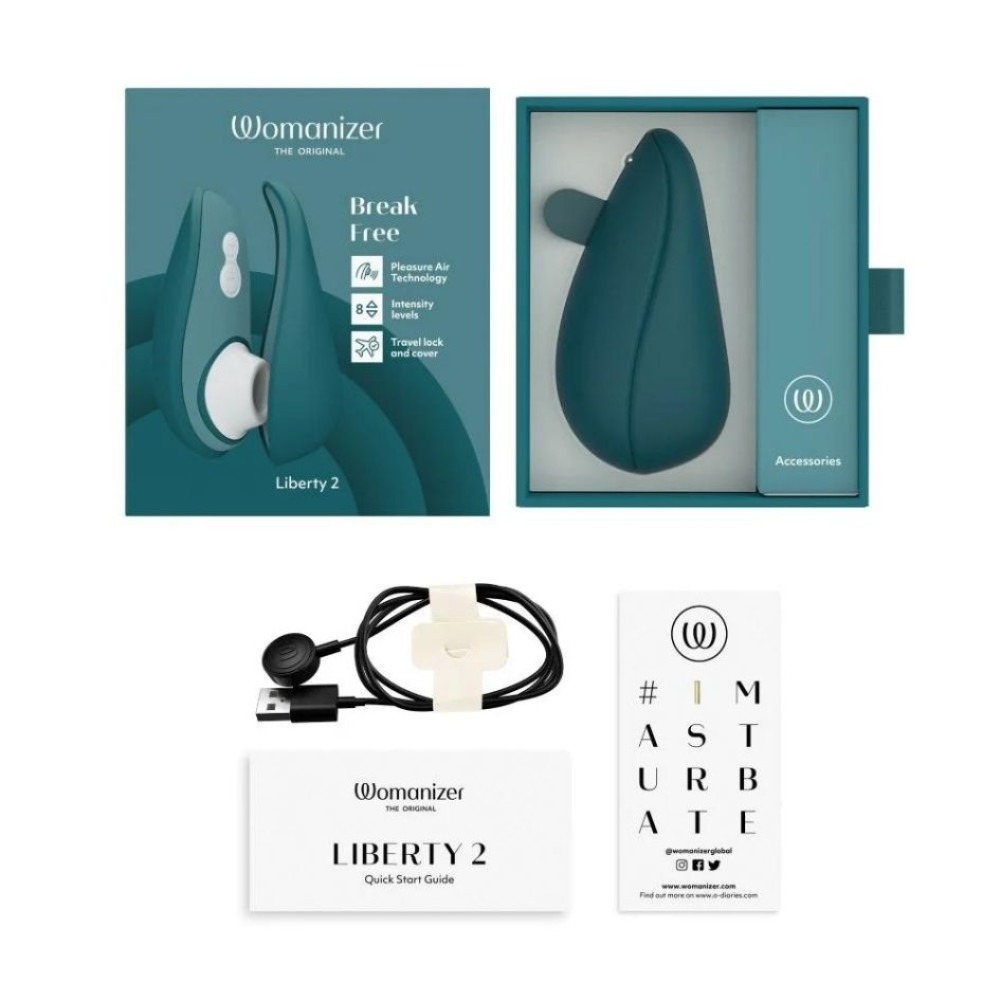 Вакуумний кліторальний стимулятор Womanizer Liberty 2 Dark Petrol, синій