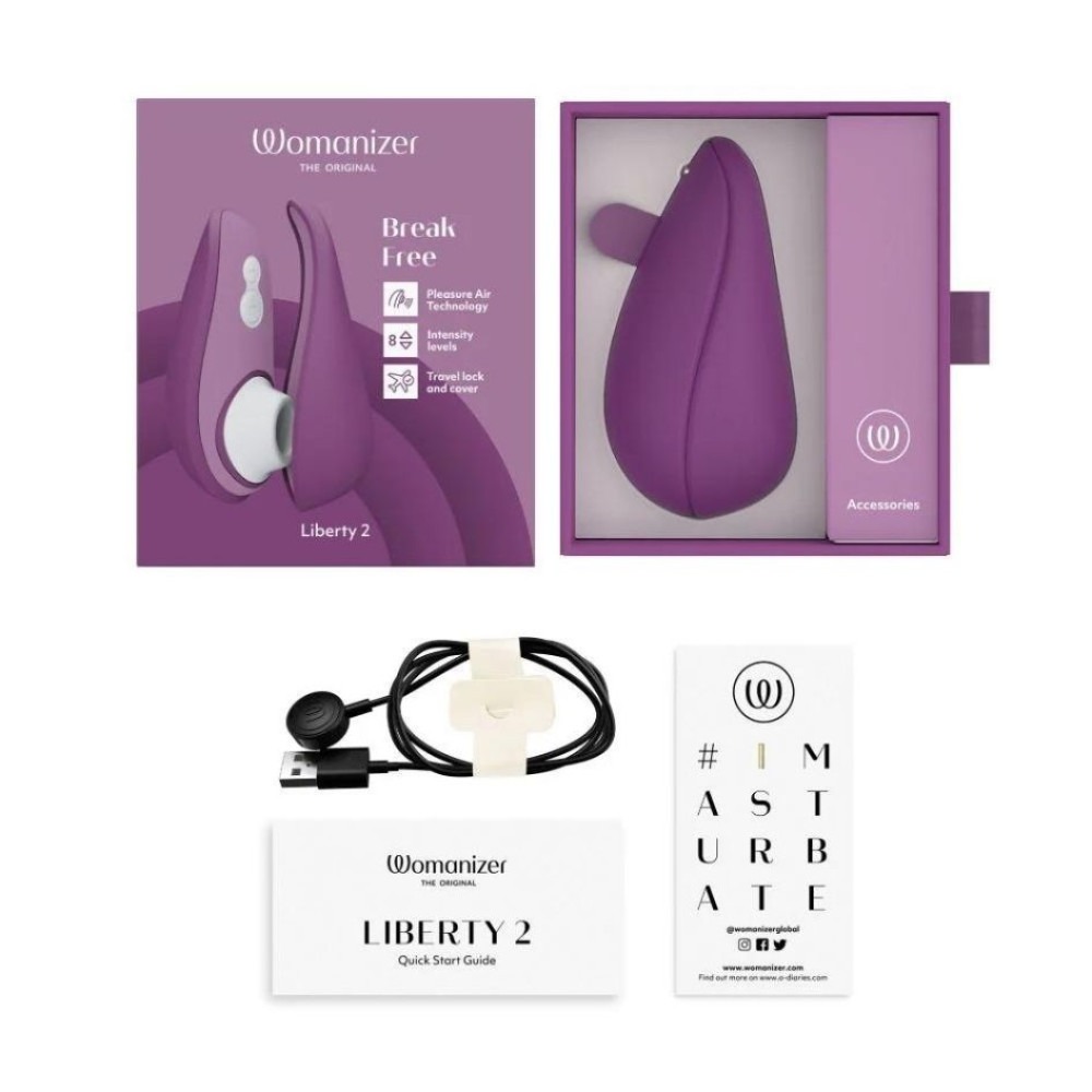 Вакуумний стимулятор клітора Womanizer Liberty 2 Dark Purple, фіолетовий