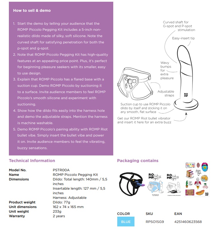 Комплект страпон + трусики ROMP Piccolo Pegging Kit