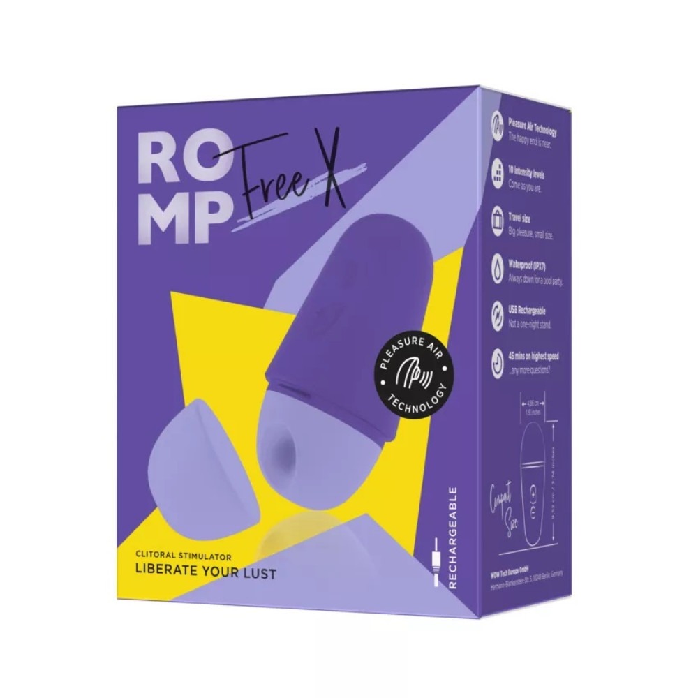 Вакуумний стимулятор для клітора ROMP Free X, силіконовий, фіолетовий