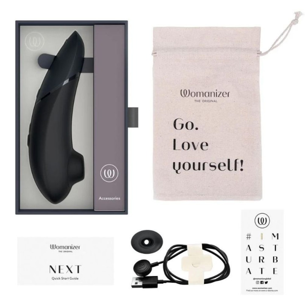 Вакуумний кліторальний стимулятор Womanizer Next Black, чорний