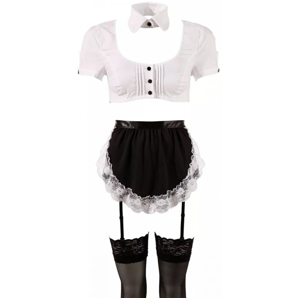 Костюм покоївки Cottelli Collection Maid Set, 6 предметів, чорно-білий, M