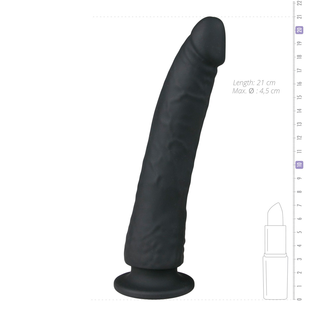Фаллоимитатор реалистичный на присоске Easytoys черный, 21 х 3.4 см