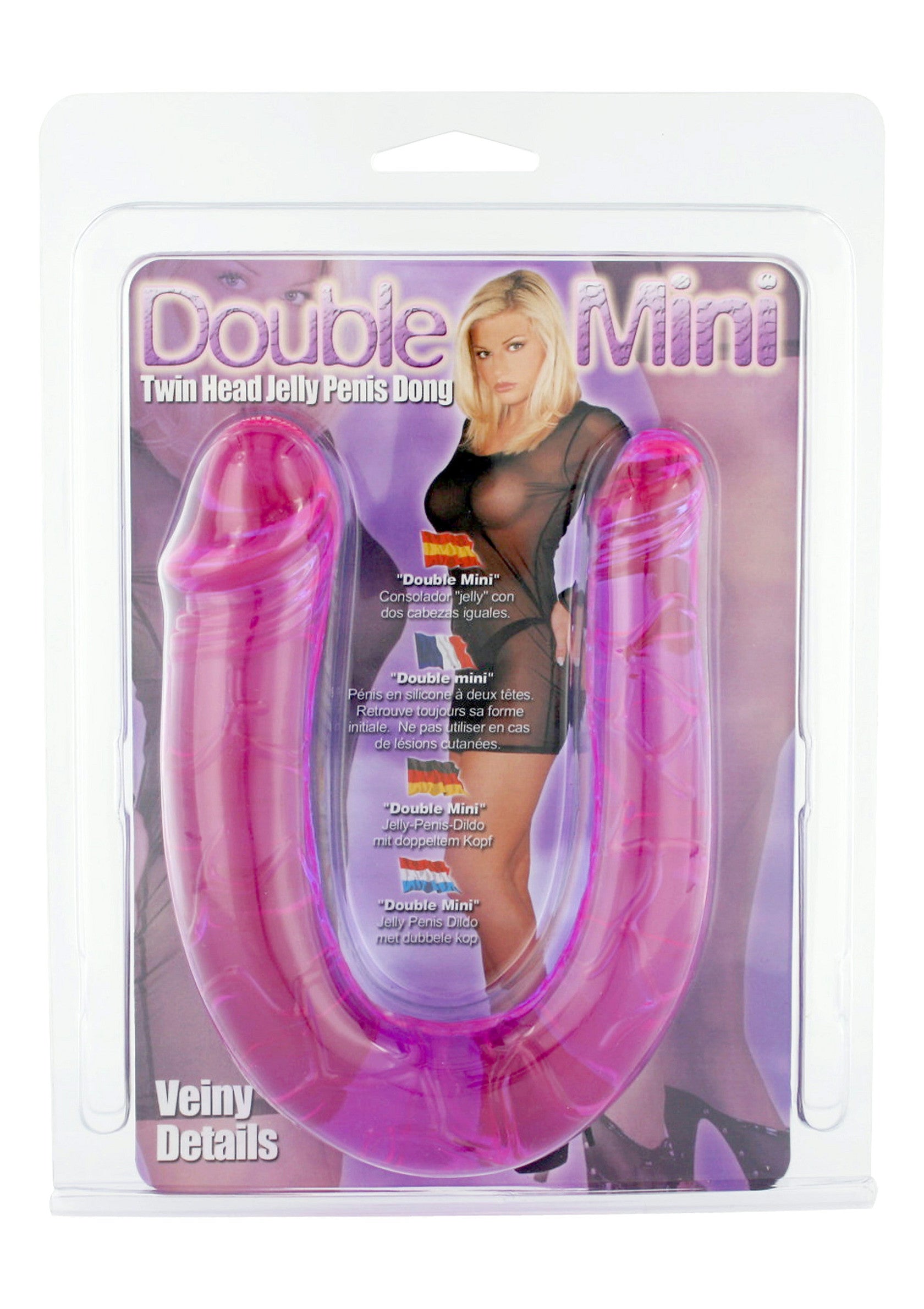 Гнучкий двосторонній фалоімітатор Seven Creations Double Mini Dong Twinhead, фіолетовий, 34 × 3 см
