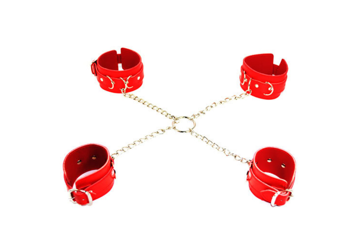 Ограничители DS Fetish Hogtie restraints with chain red