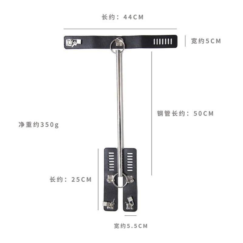 Бондаж для шиї та зап'ястя Ds Fetish Metal bondage spreader bar with restraints black