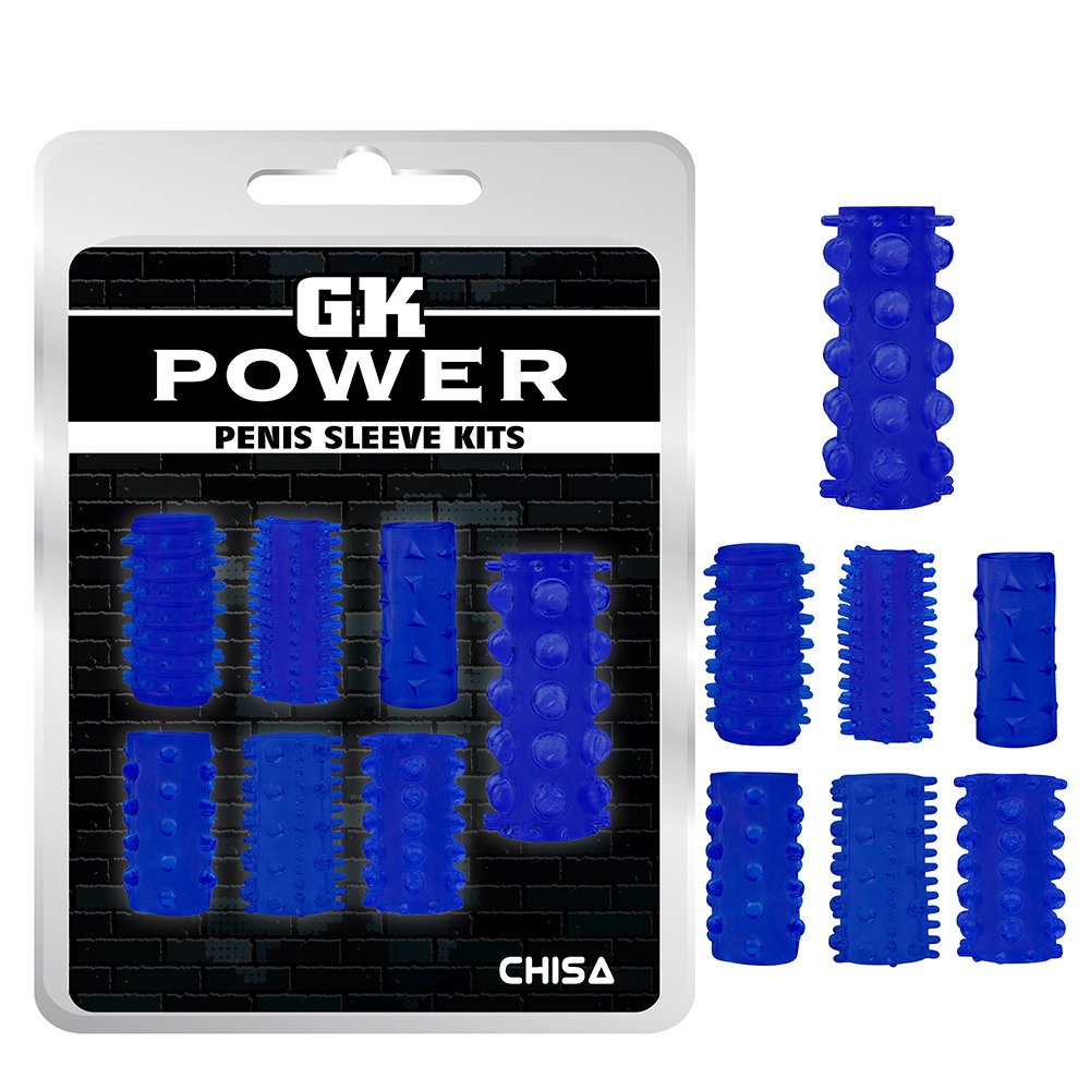 Набор насадок на пенис Chisa GK Power с разным рельефом, синий