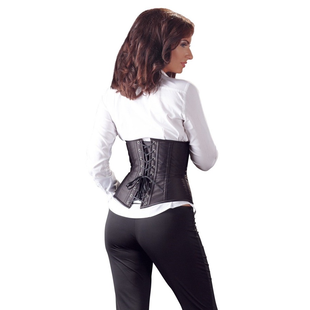 Корсет з відкритим погруддям Cottelli Collection Corset Open Cup зі шнурівкою, чорний, M