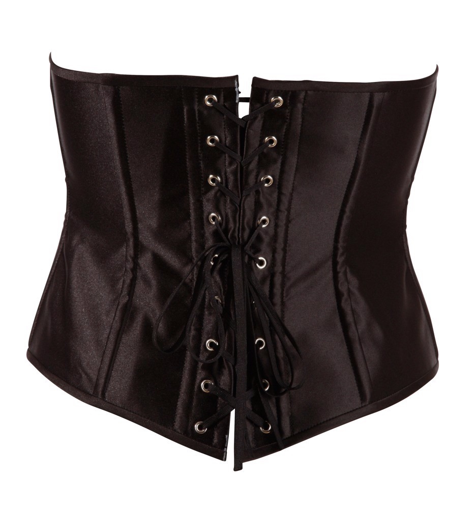 Корсет з відкритим погруддям Cottelli Collection Corset Open Cup зі шнурівкою, чорний, M